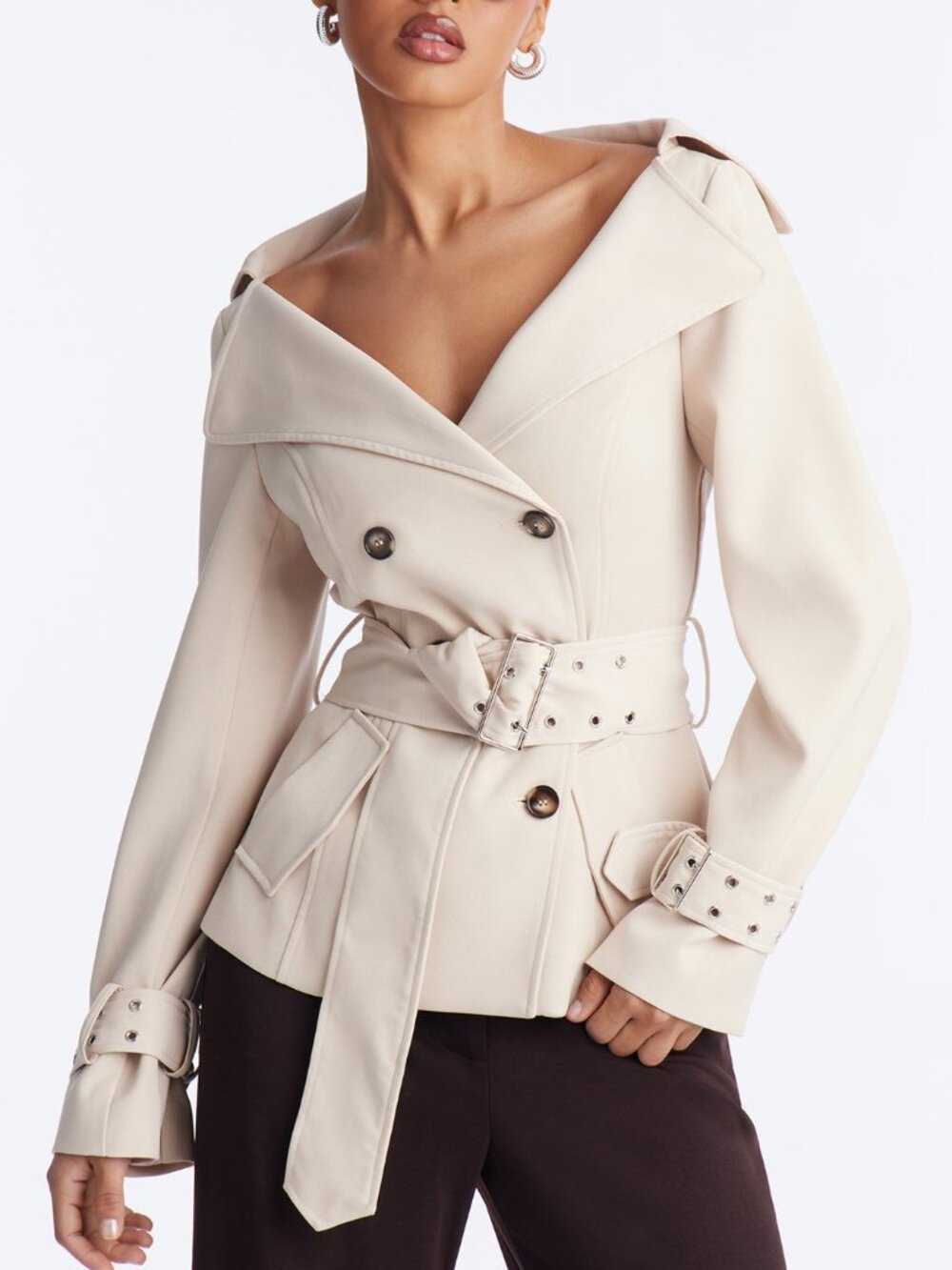 Off Shoulder Trench Coat